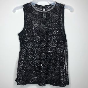 XOXO WOMEN'S TOP SLEEVELESS BLACK/SILVER